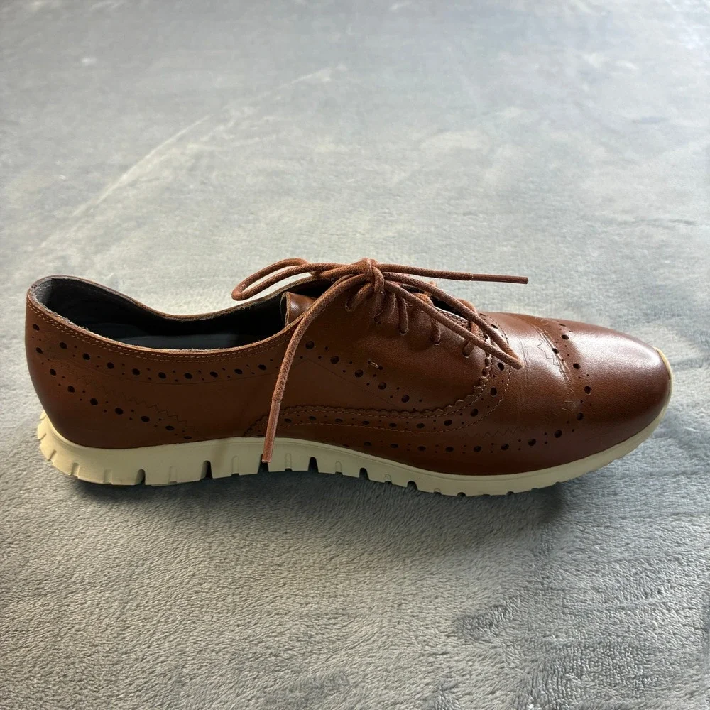 Cole Haan‎ Zerogrand Wingtip Oxford British Tan Leather Shoes W14476 Womens 9B
